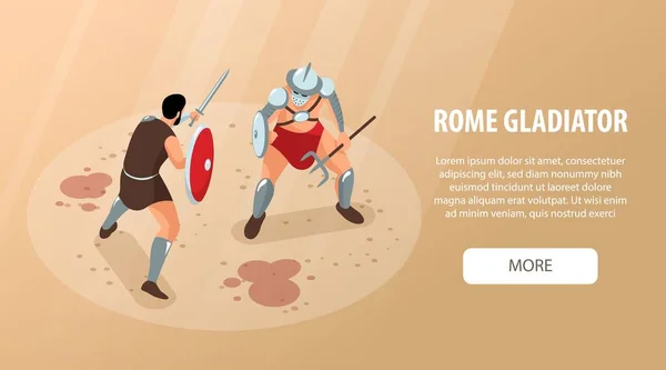 Roma Gladiatore Banner Orizzontale — Vettoriale Stock