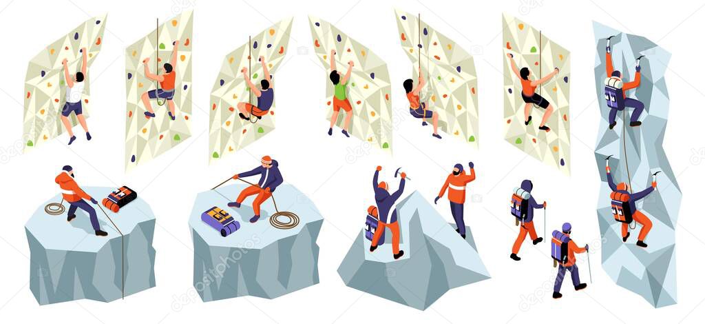 Mountaineering Isometric Icon Set