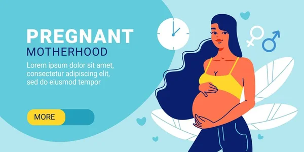 妊娠中の母親水平バナー — ストックベクタ