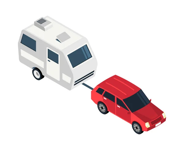 Auto Trailer Camper Composizione — Vettoriale Stock