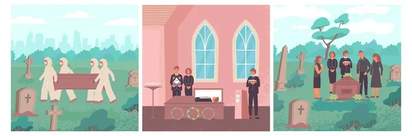 Set de compoziții plate funerare — Vector de stoc