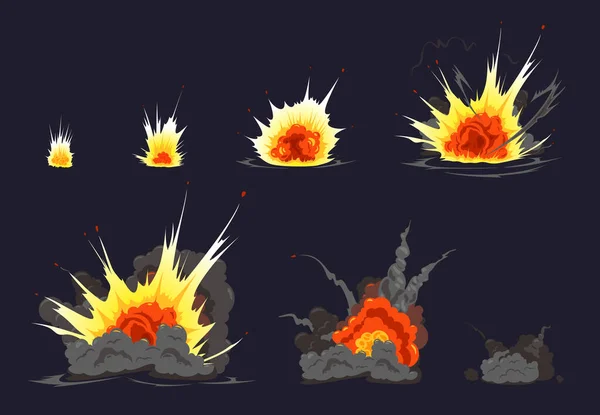 Bomba Explosión Animación Serie — Vector de stock