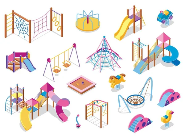 Playground Equipment Isometric Collection — Stock Vector