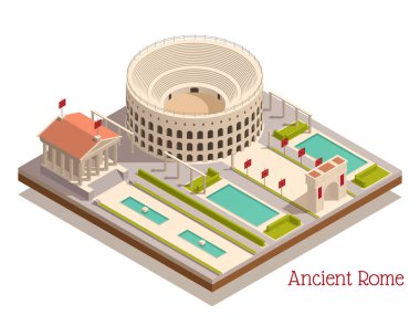 Antik Roma Tarihi Eserleri Isometric Composition