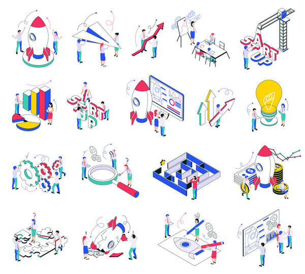Business Startup Isometric Icons