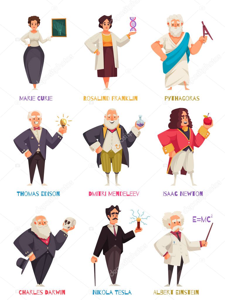 Famous Scientists Characters Set