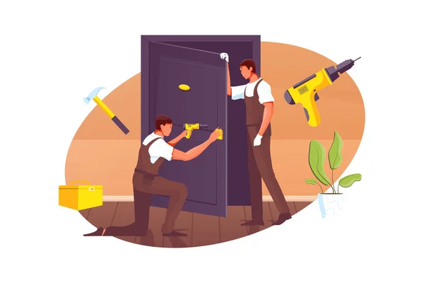 Illustration de réparation de porte — Image vectorielle
