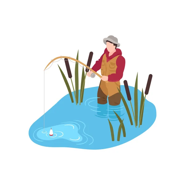 Pesca Ilustración isométrica — Vector de stock