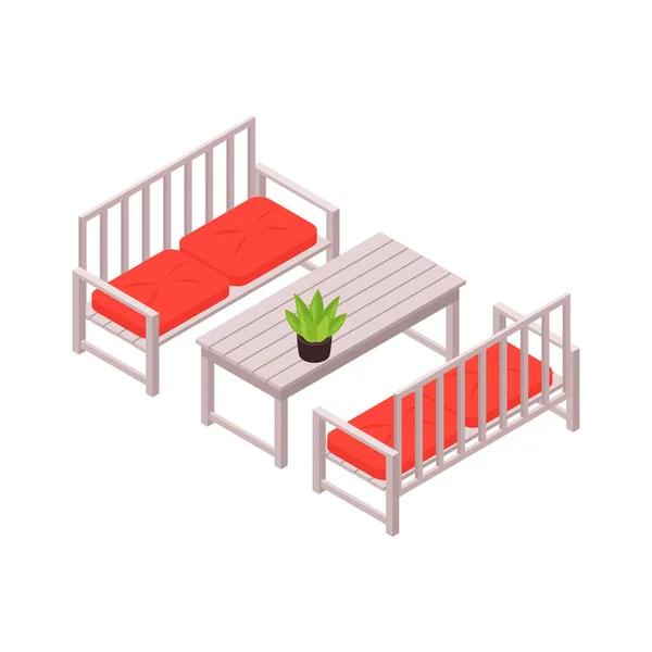 Muebles de jardín Icono isométrico — Vector de stock