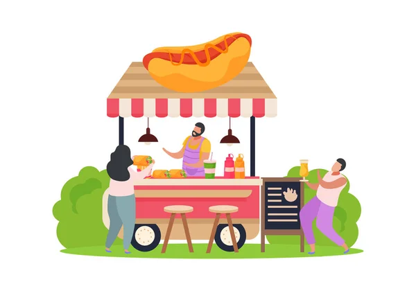 Hot Dog Stall Illustration — Stock Vector
