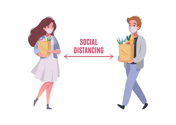 Social Distancing Illustration — Stock Vector