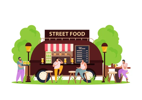 Flat Street Food Van — Vettoriale Stock