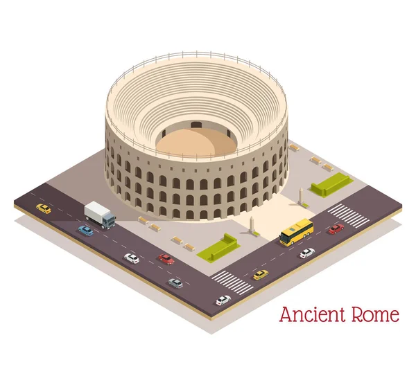 Ancient Rome Isometric Composition — Stock Vector