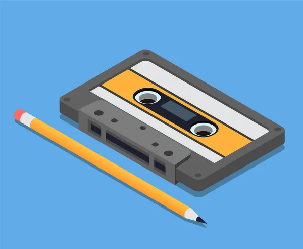 Composición de casete de audio vintage — Vector de stock