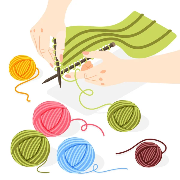 Knitting Isometric Concept — Stock Vector
