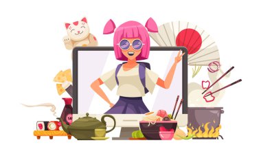 Japon Stereotipleri Karalama Kompozisyonu