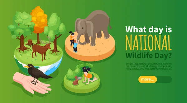 Światowy Dzień Dzikiej Przyrody Poziomy transparent — Wektor stockowy