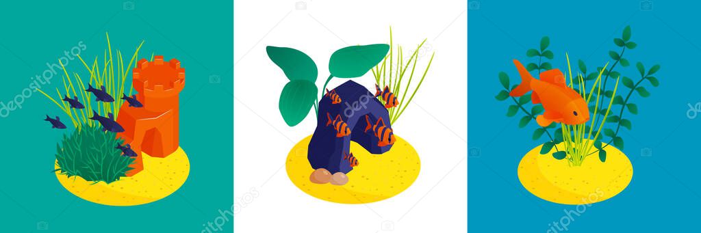 Aquarium Isometric Design Concept Royalty Free Stock Vectors