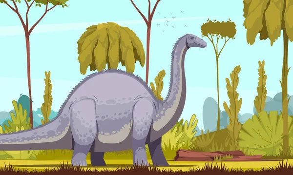 Dinosaurs Horizontal Illustration — Stock Vector