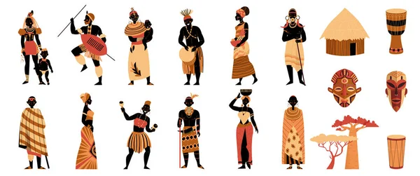 Conjunto de ícones da África Tribal — Vetor de Stock