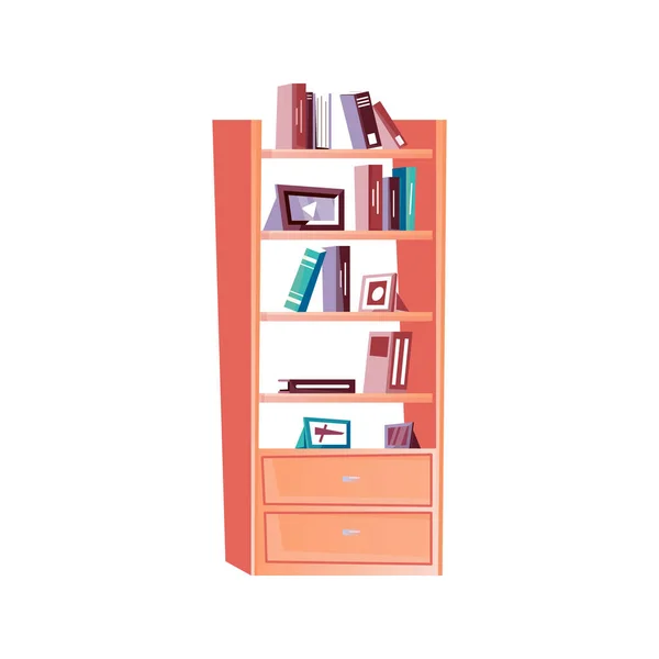 Bücherschrank flach Illustration — Stockvektor