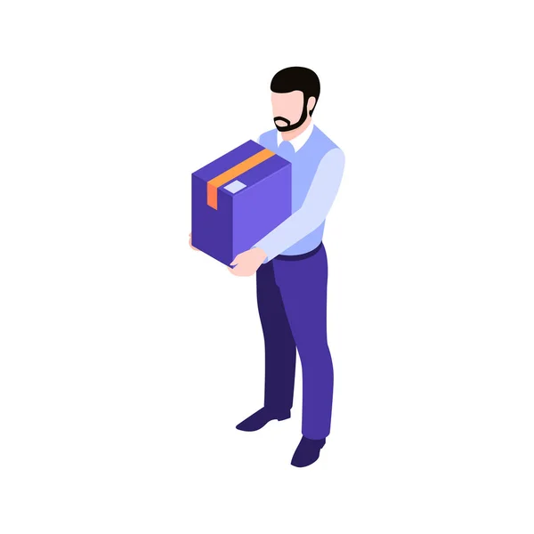 Man Holding Parcel Illustration — Stock Vector