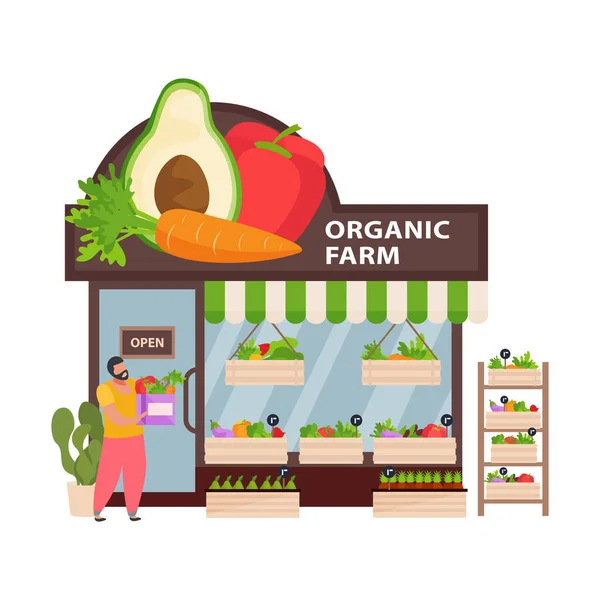 Organic Farm Shop — Stock Vector