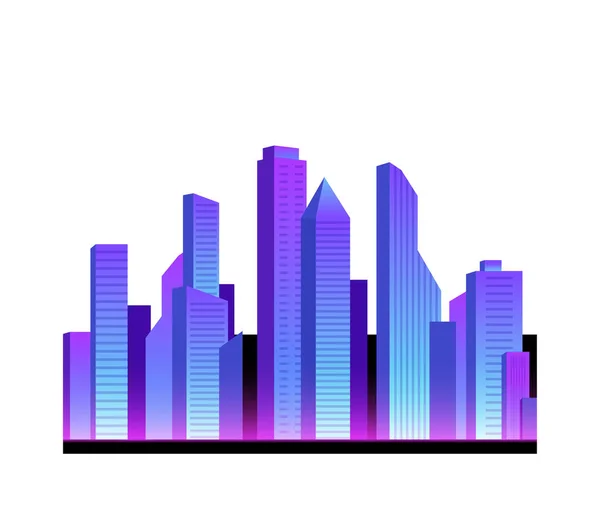 Ikon Kota Neon yang realistis - Stok Vektor