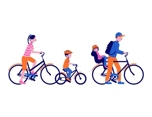 Familia Ciclismo Ilustración — Vector de stock