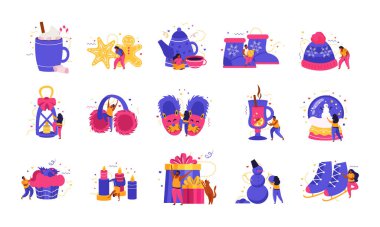 Mutlu Kış Düz Simgeleri