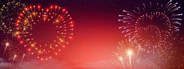 Pyrotechnische en Vuurwerk Banner — Stockvector