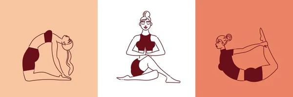 Vrouwelijke Yoga Ontwerp Concept — Stockvector
