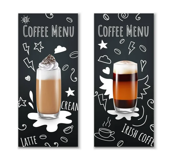 Bebidas de café Banners verticales — Vector de stock