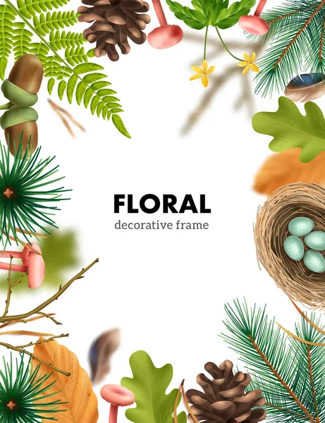 Composición del marco floral forestal — Archivo Imágenes Vectoriales