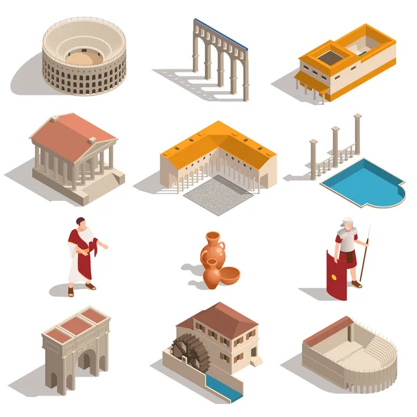 Antik Roma Isometric Set — Stok Vektör