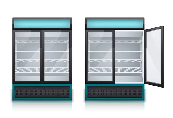 Conjunto realista de refrigeradores de bebidas — Archivo Imágenes Vectoriales