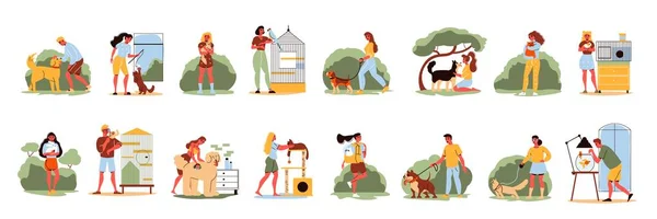 People Pets Icons Collection — Stock Vector