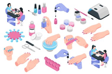 Tırnak Stüdyosu Isometric Simgeleri Ayarlandı