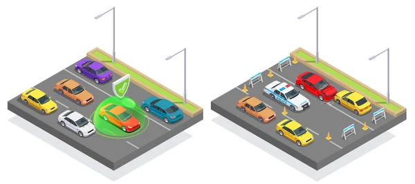 Σύνθεση αυτοκινητόδρομου προστατευόμενου αυτοκινήτου — Διανυσματικό Αρχείο