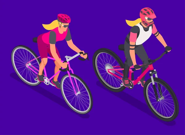 Bisikletçiler Çift Isometric Bileşimi — Stok Vektör