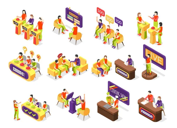 Quiz TV Show Icons Set — Stock Vector