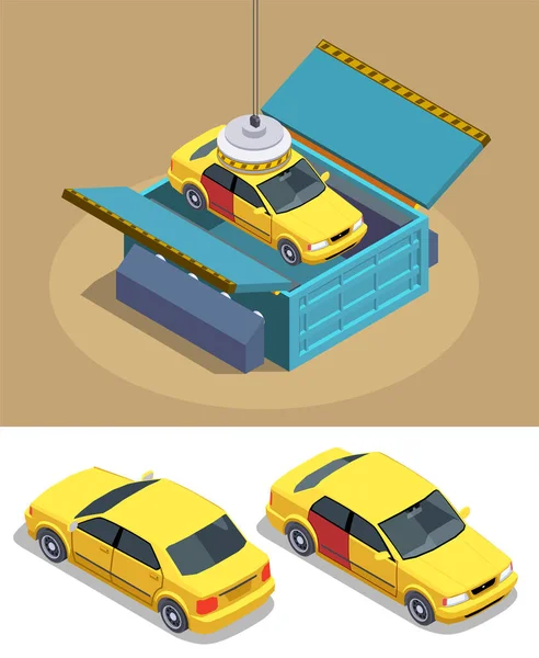 Uso del coche Composición isométrica — Archivo Imágenes Vectoriales