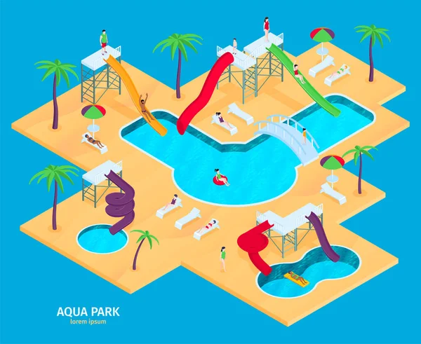 Aqua Park Isometric Bestesi — Stok Vektör