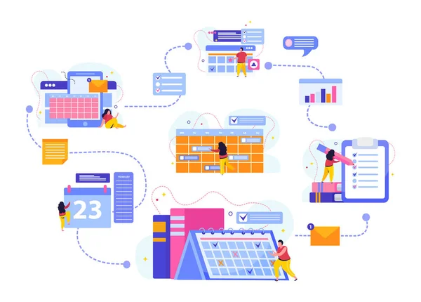 Planering och schemaläggning Flödesdiagram — Stock vektor