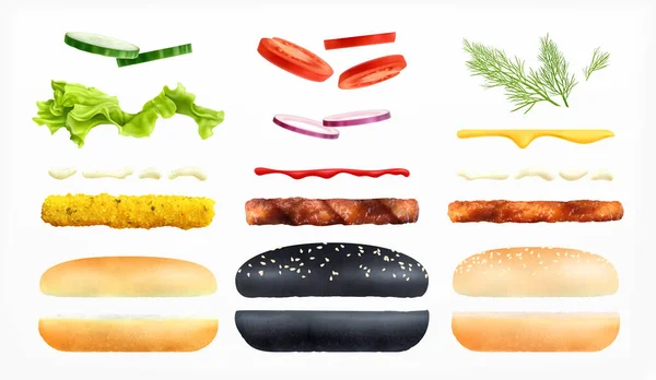 Burger Constructor Icônes Collection — Image vectorielle