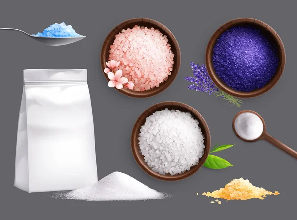 Spa Salt Colección realista — Archivo Imágenes Vectoriales