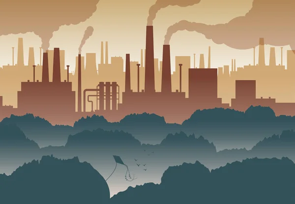 Ilustración de la contaminación atmosférica — Vector de stock