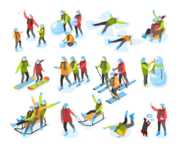 Winter Fun Isometric Icons — Stock Illustration Winter Fun Isometric Icons Royalty Free Stock Illustrations
