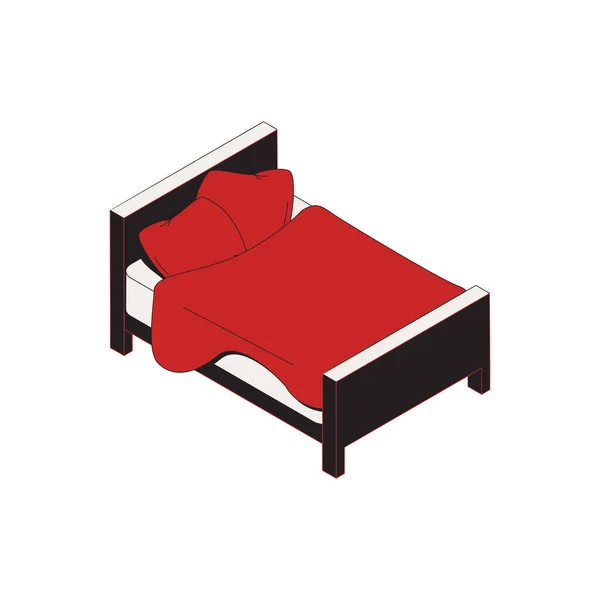 Composición isométrica de la cama de dormir — Vector de stock