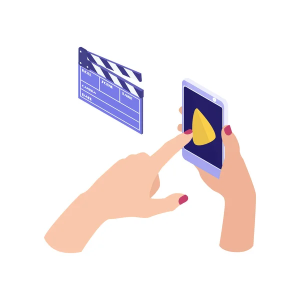 Online Cinema Smartphone Samenstelling — Stockvector